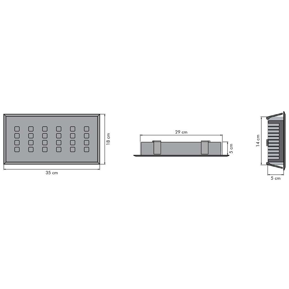 DELUXE 24 D.D.K. - 24 LED DİKDÖRTGEN 4LU SIRA Krom - KoyuGünIşığı(2700K) Vitrin Aydınlatma