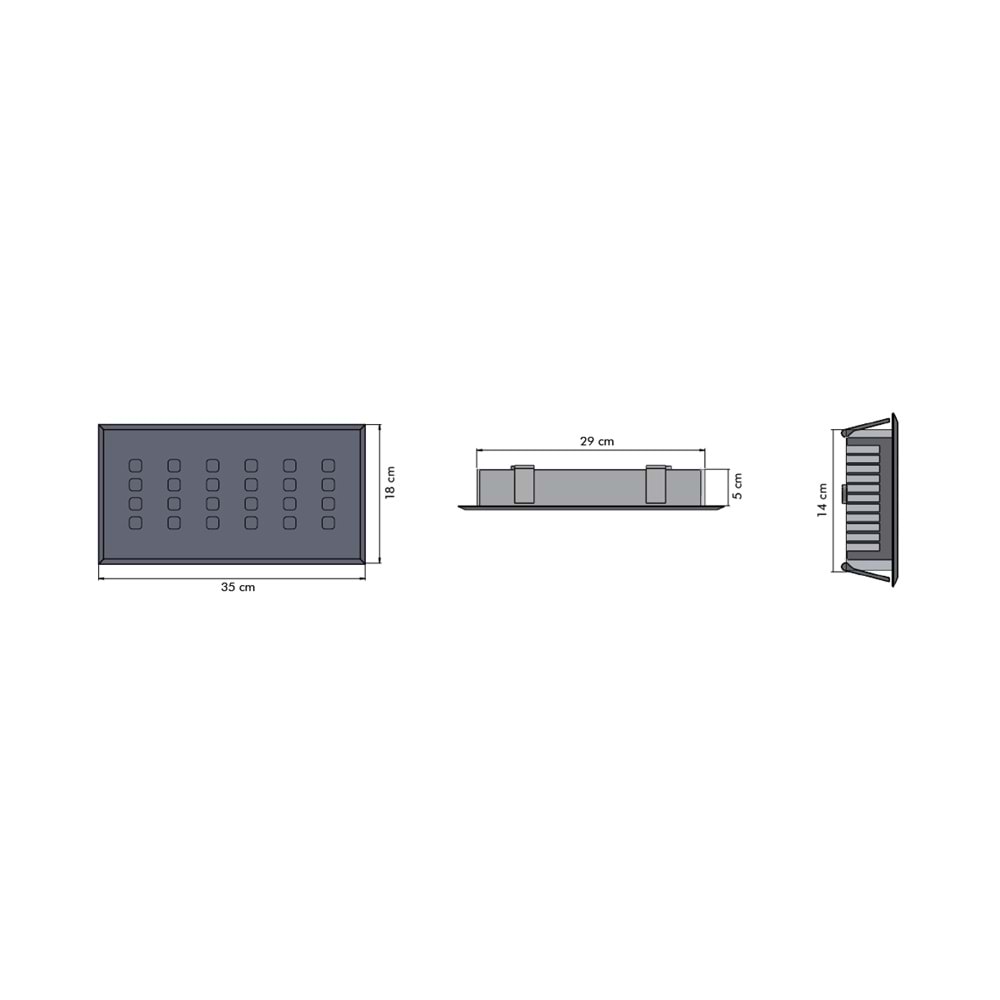 DELUXE 24 D.D.K. - 24 LED DİKDÖRTGEN 4LU SIRA Beyaz - KoyuGünIşığı(2700K) Vitrin Aydınlatma