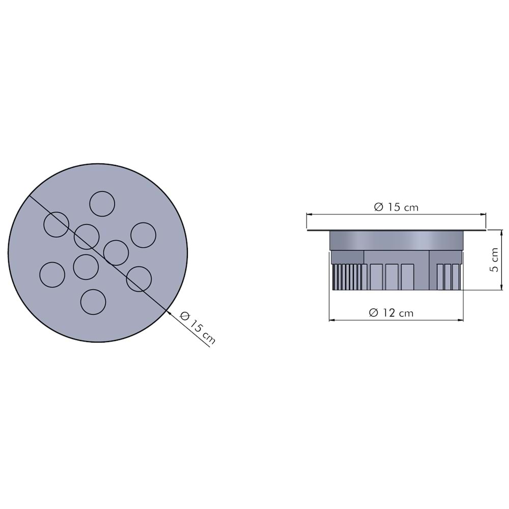 OVALE 9 Y - 9 LED YUVARLAK Siyah - Gün Işığı (3000K)