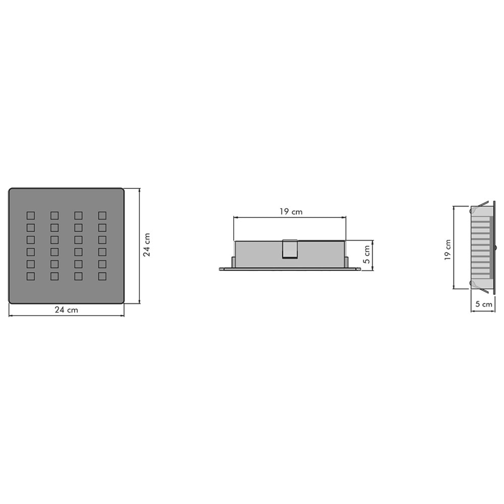 FPS 24 K - 24 LED KARE Siyah - KoyuGünIşığı(2700K) Kuyumcu Aydınlatma
