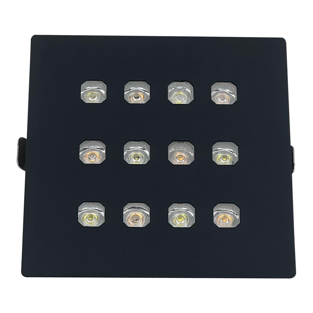 ROCKET 12 K - 12 LED KARE Siyah - Karışık(6500k+3000k) Kuyumcu Aydınlatma
